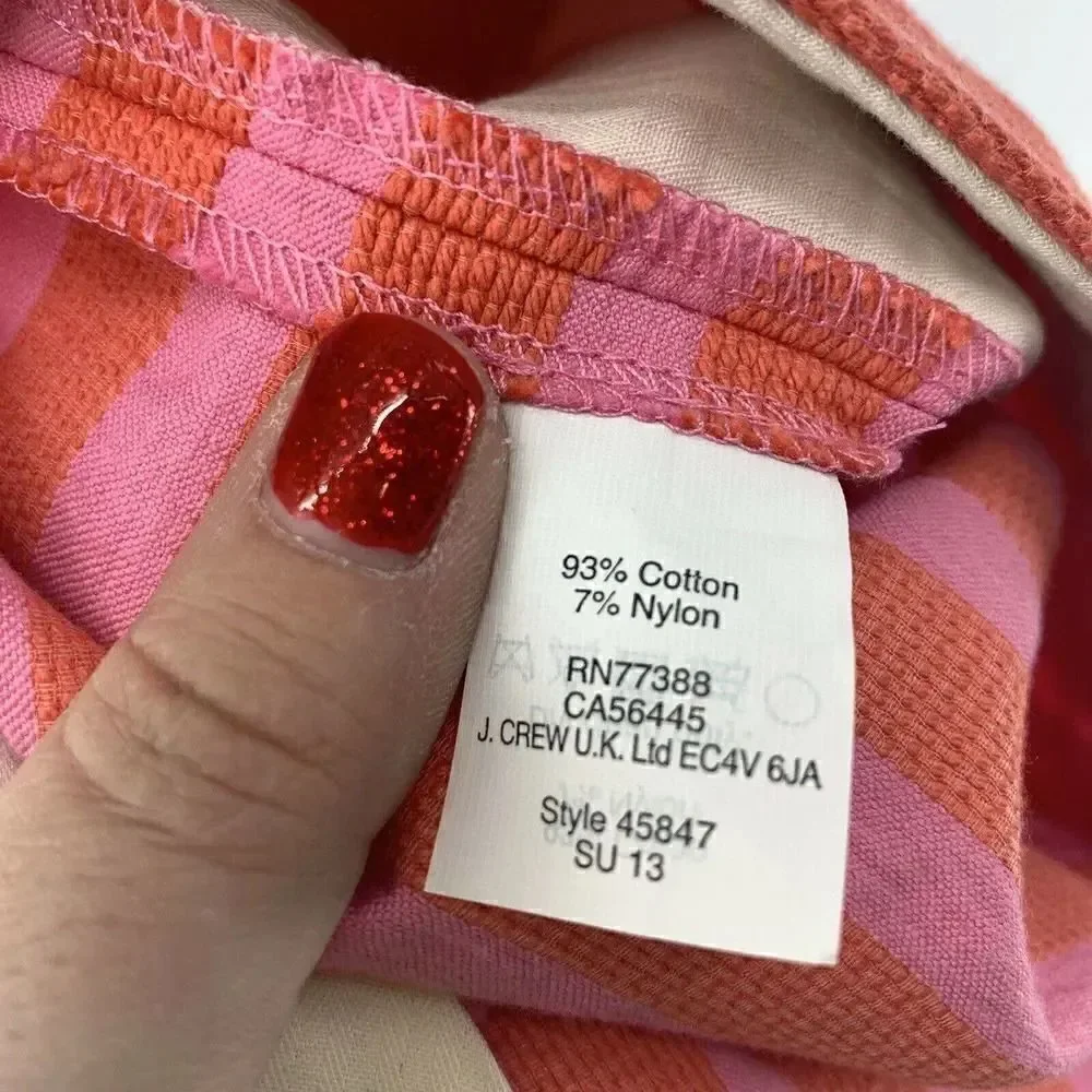 J Crew Bright Pink Striped Pencil Skirt Size 2